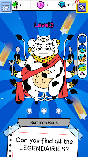 A legendary cow creature screen in Cow Evolution